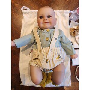 🆕20Inch Soft Cloth Body Newborn Baby Poseable Limbs  Green Lila Heart Girl Baby